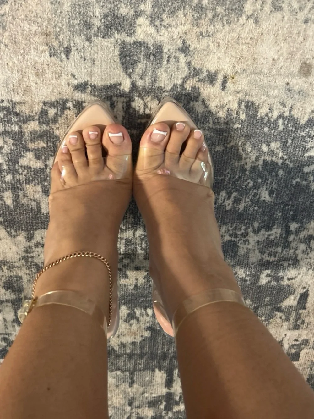 Liliana Clear Strap Pointed Toe Heels in Nude Blush